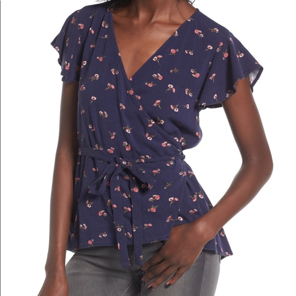Nordstrom O’Neill ‘Sarah’ print wrap shirt